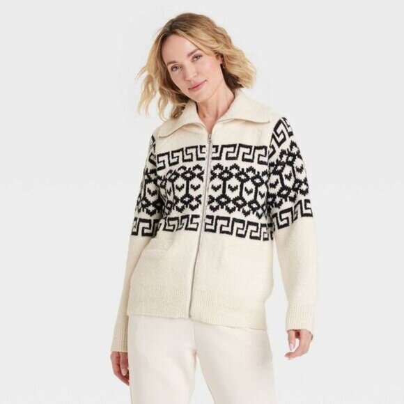 Universal Thread - Women's Zip-Up Cardigan - Universal Thread Cream Z Cream - Picture 1 of 3